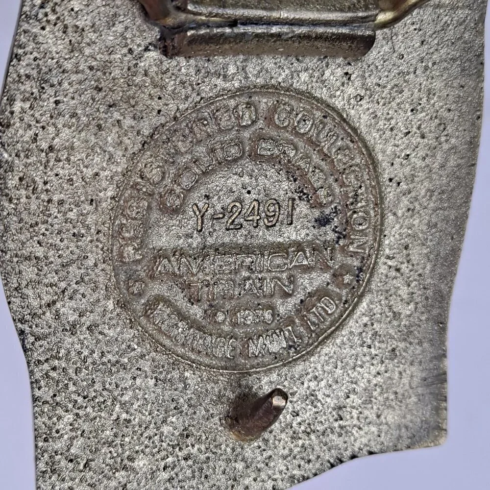 1977 Heritage Mint Registered Collection Steam Train Belt Buckle Solid Brass